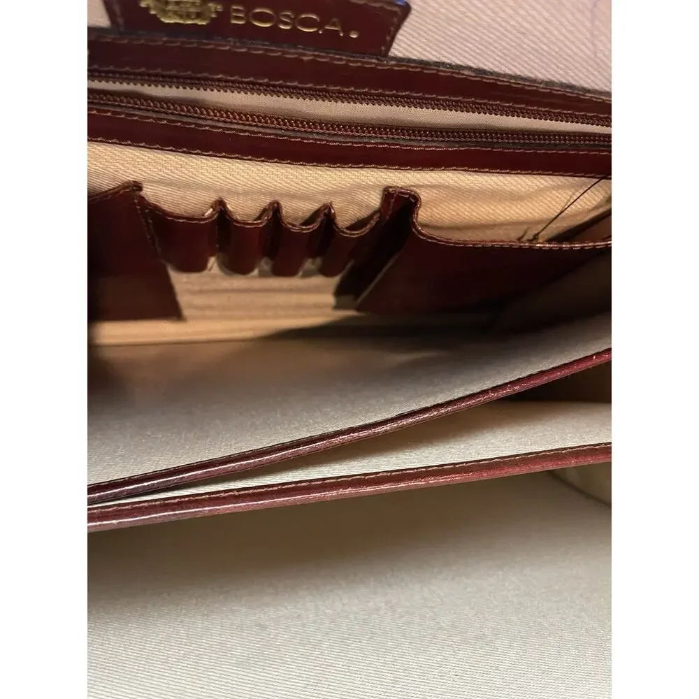Bosca Old Leather Partners Briefcase Burgundy With Key